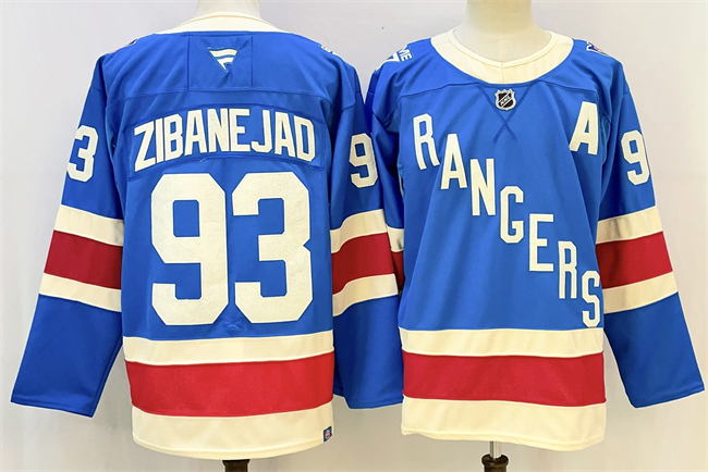 Men's New York Rangers #93 Mika Zibanejad With A Patch Stitched Hockey Jersey